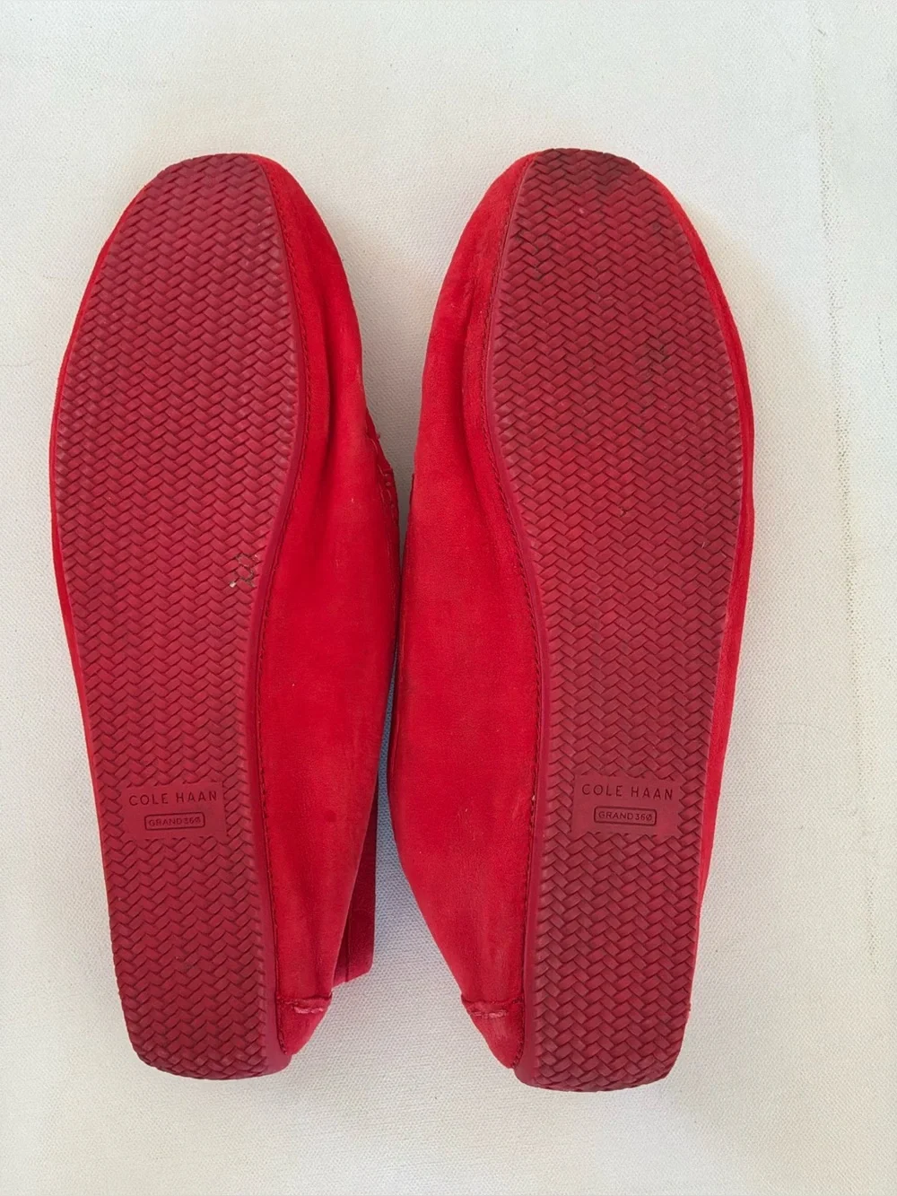Cole Haan Red Suede Slip-On Loafers with Metal Bit